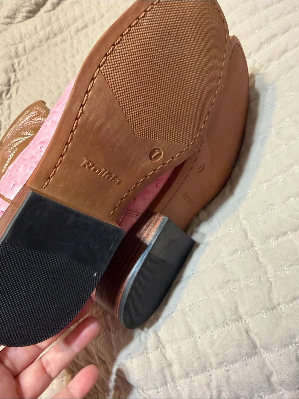 Rollda Girls Pink Faux Ostrich Western Cowboy Boots Size 7 NWT No Box